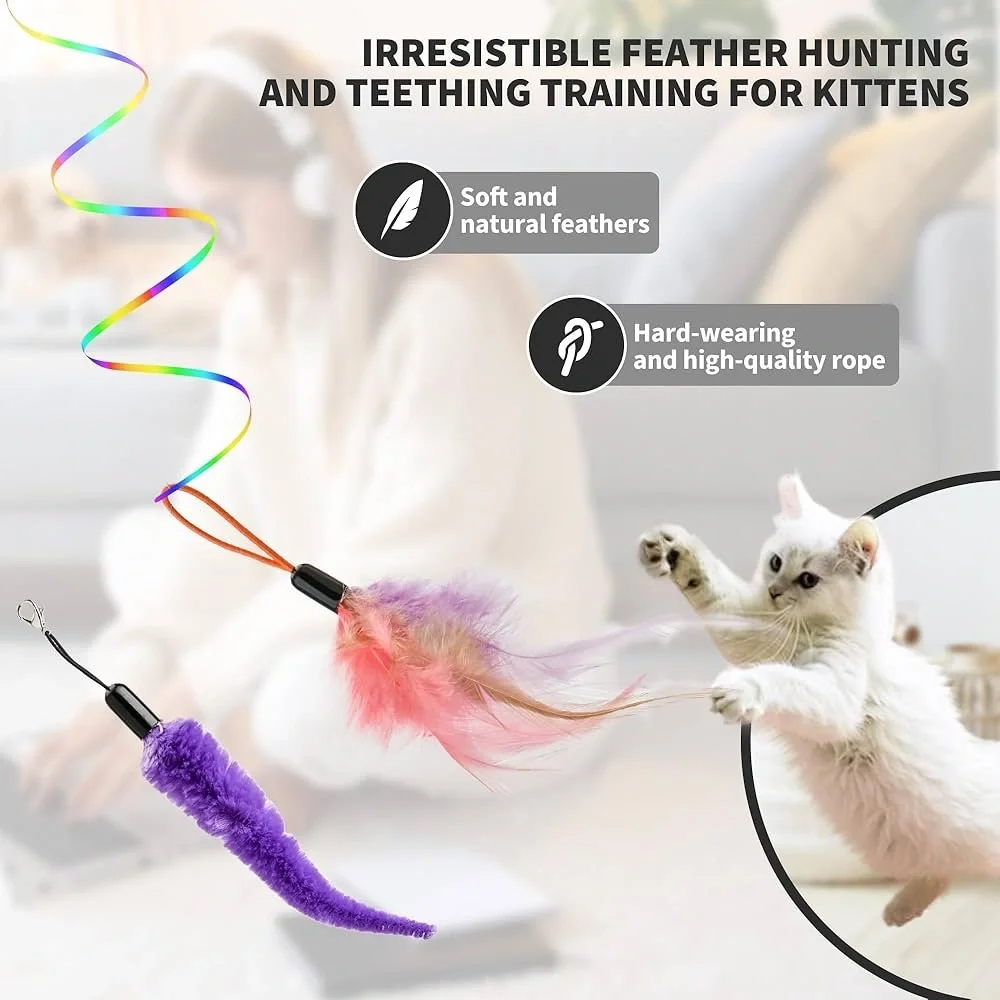 Interactive Cat Toy with Rainbow Ribbon